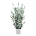 Eukalyptus, 95cm, grau-gruen, im weissen Melamintopf
