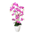 Orchidee Phalaenopsis x12, ca 110cm, lila-pink, Real Touch, 12 Bl., in weisser Keramikvase 24x30cm mit Erde