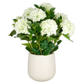 Hortensien Arrangement x9, 70cm, cremegruen, Real Touch, im Kunststofftopf 24x26cm creme