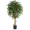 Weeping-Ficus, 180cm, gruen 1368 Bl., Naturstamm, im Kunststofftopf 20,5x16cm