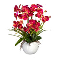 Phalaenopsis, 58cm, pink, Real Touch, im Keramiktopf weiss D18x15cm