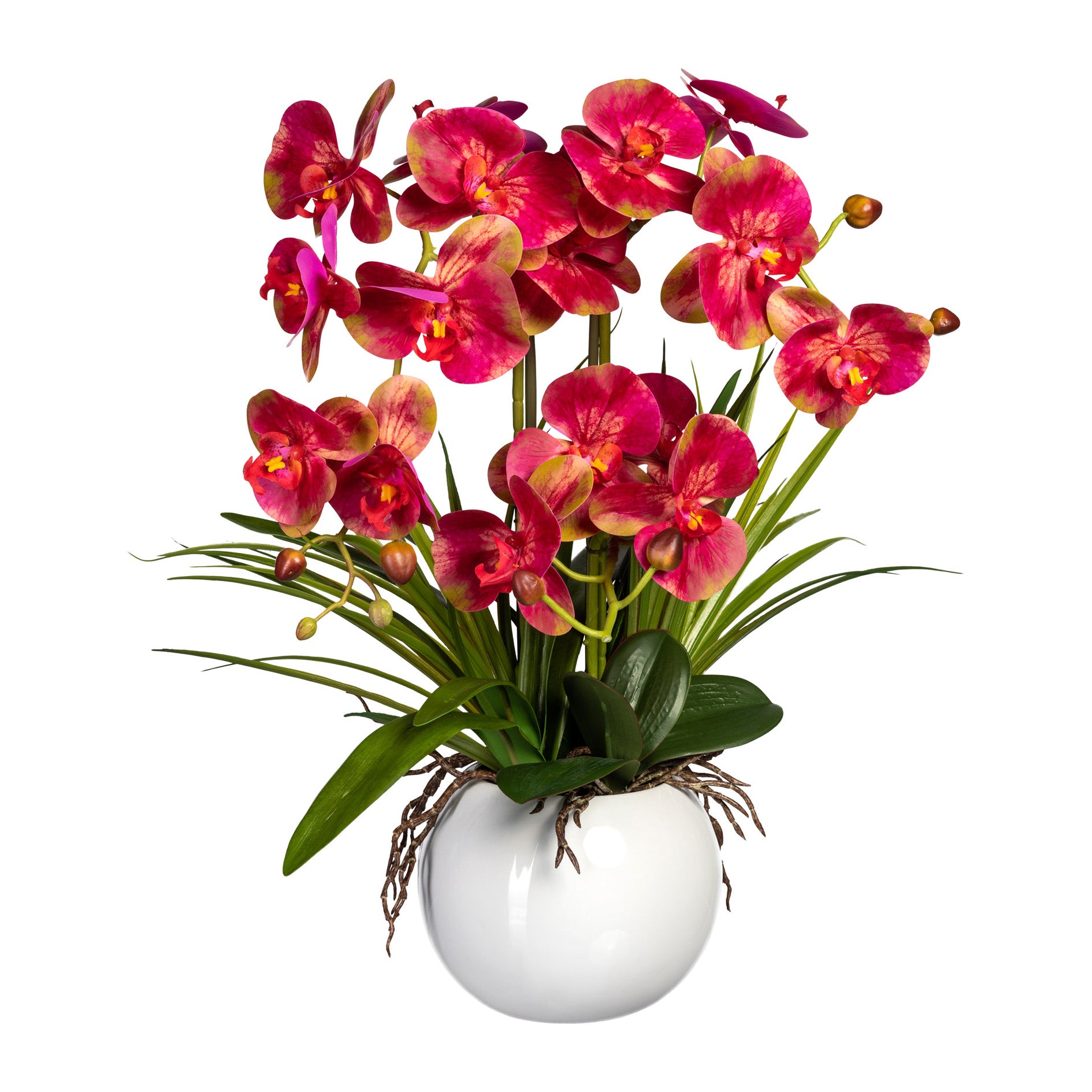 Phalaenopsis, 58cm, pink, Real Touch, im Keramiktopf weiss D18x15cm