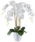 Phalaenopsis x4 62cm, weiss, Real Touch, im Melamintopf weiss 15x14cm
