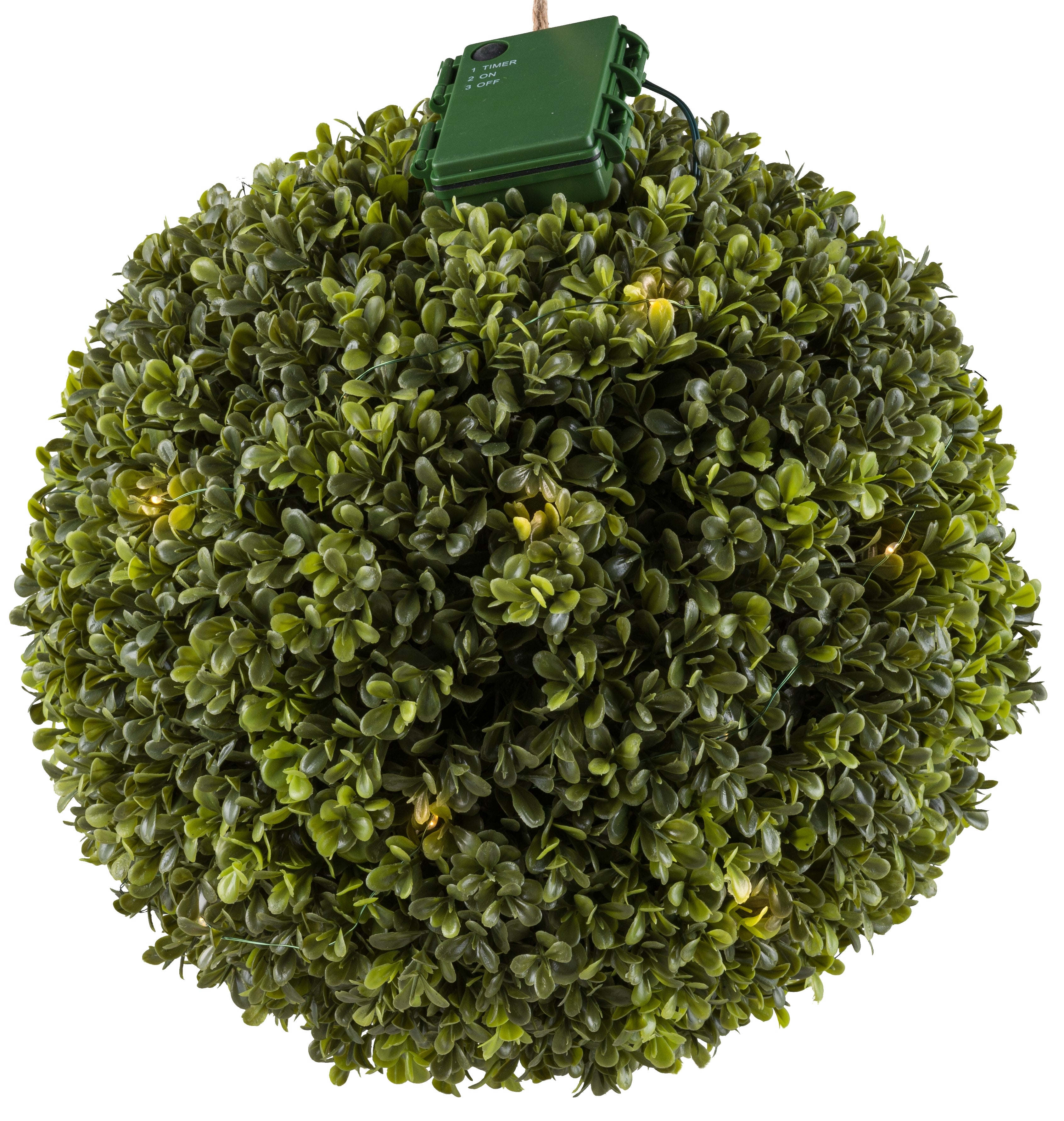 Buchsbaumkugel D30cm 25 LED, Batteriebox fuer 3 AA, 6h Timer, UV-bestaendig