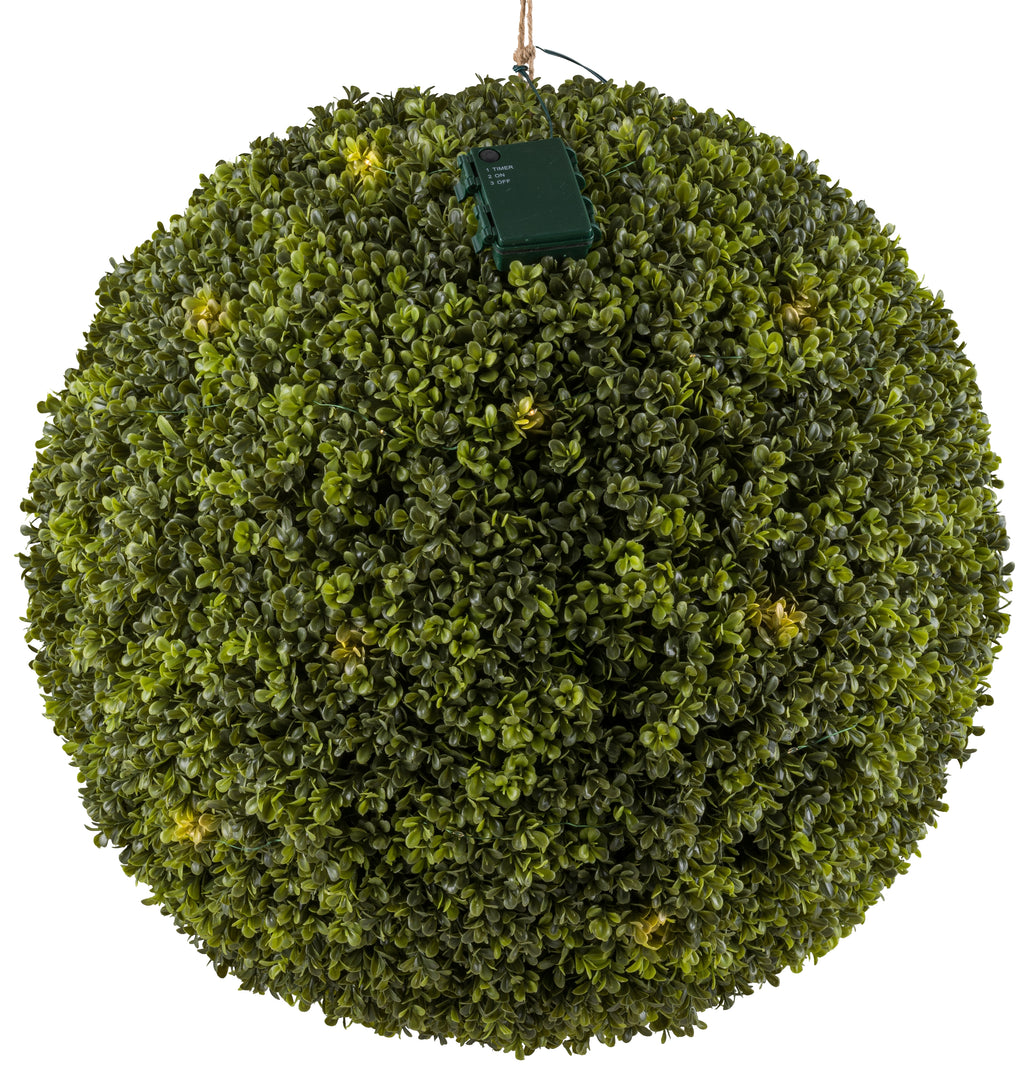 Buchsbaumkugel D55cm 45 LED, Batteriebox fuer 3 AA, 6h Timer, UV-bestaendig