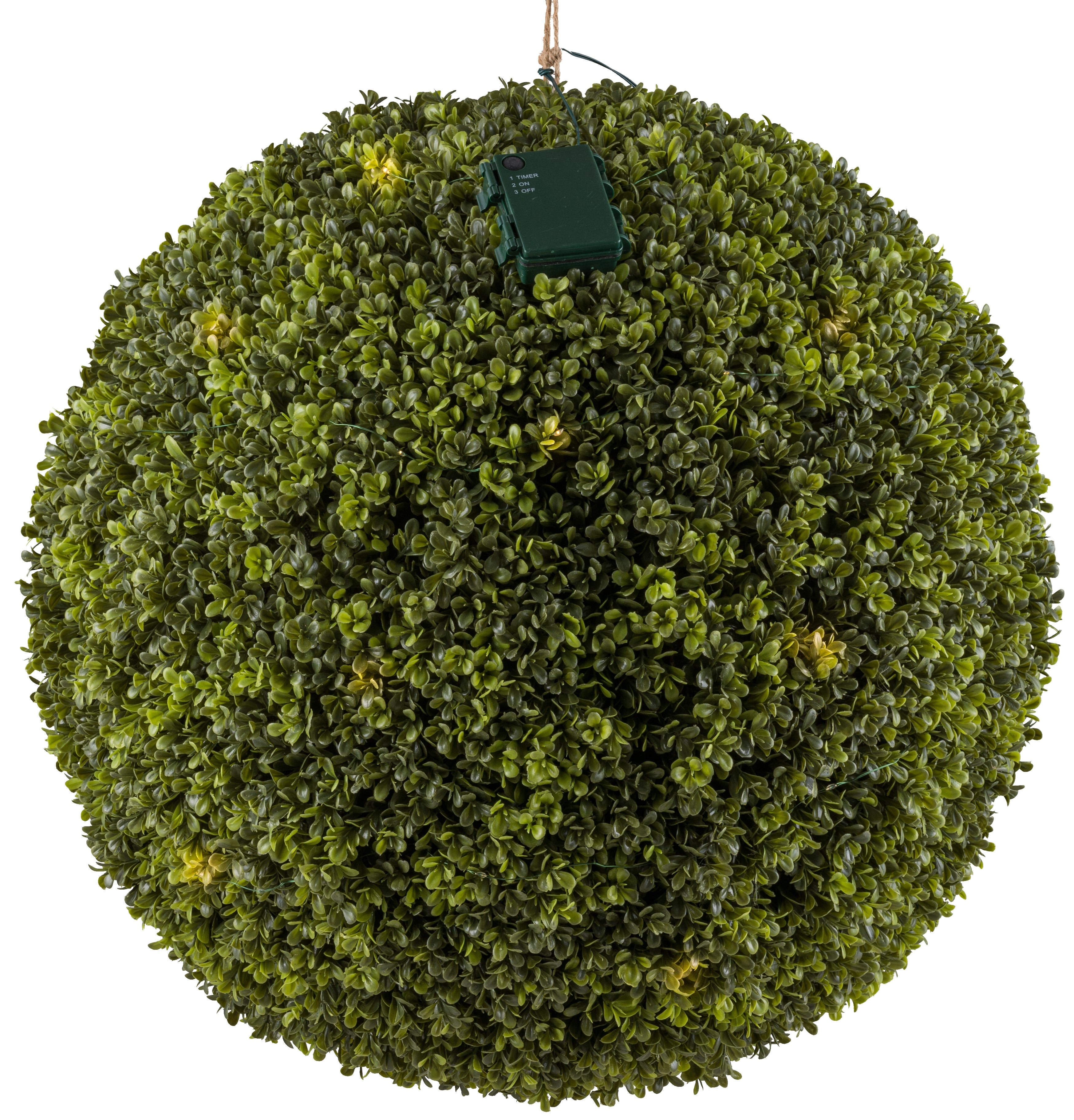 Buchsbaumkugel D55cm 45 LED, Batteriebox fuer 3 AA, 6h Timer, UV-bestaendig