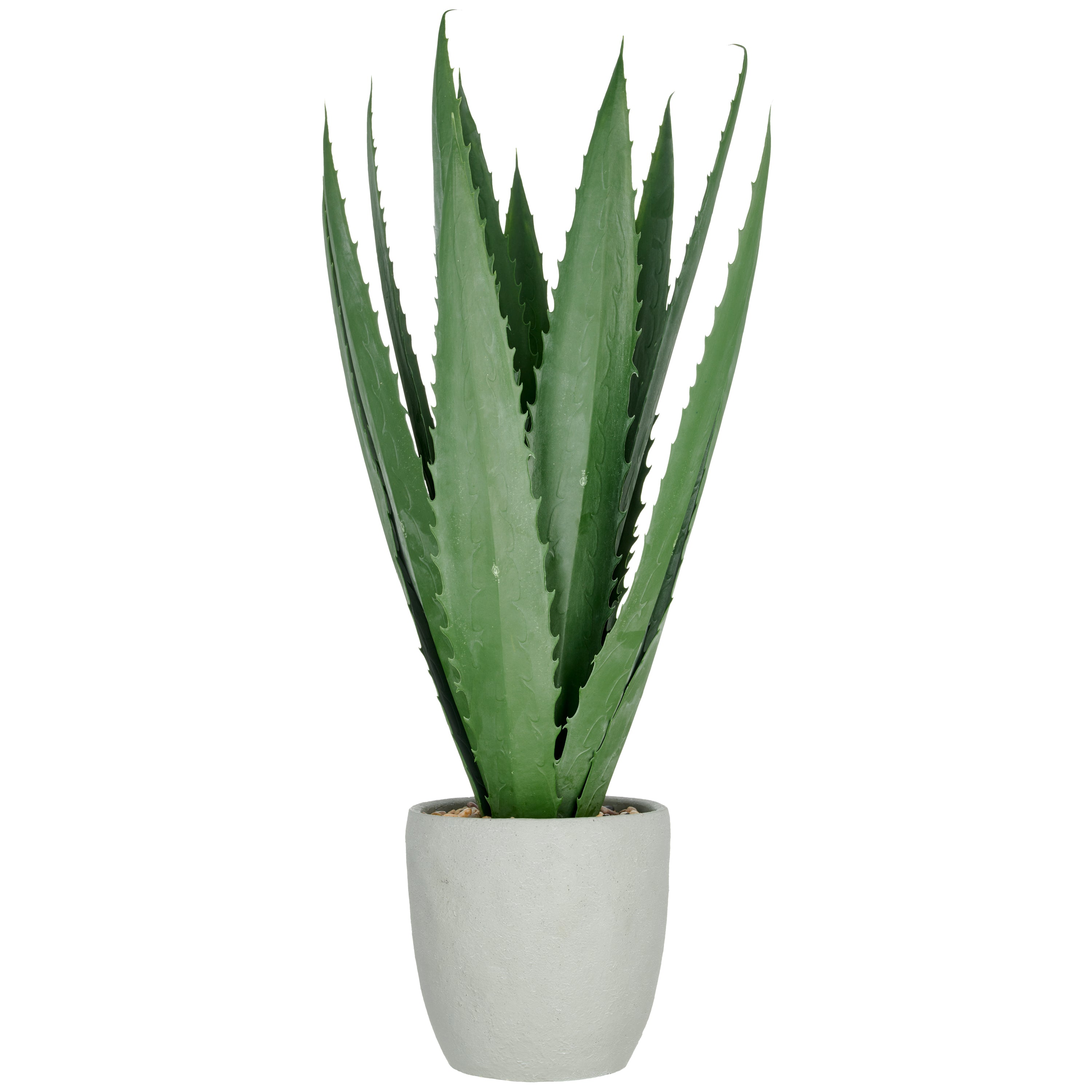 Agave x13, 80cm, gruen, im grauen Zementtopf 20x20cm mit Kies, UV-bestaendig