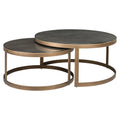 Couchtisch Bloomville brass shagreen incl. glass tops (Set of 2)