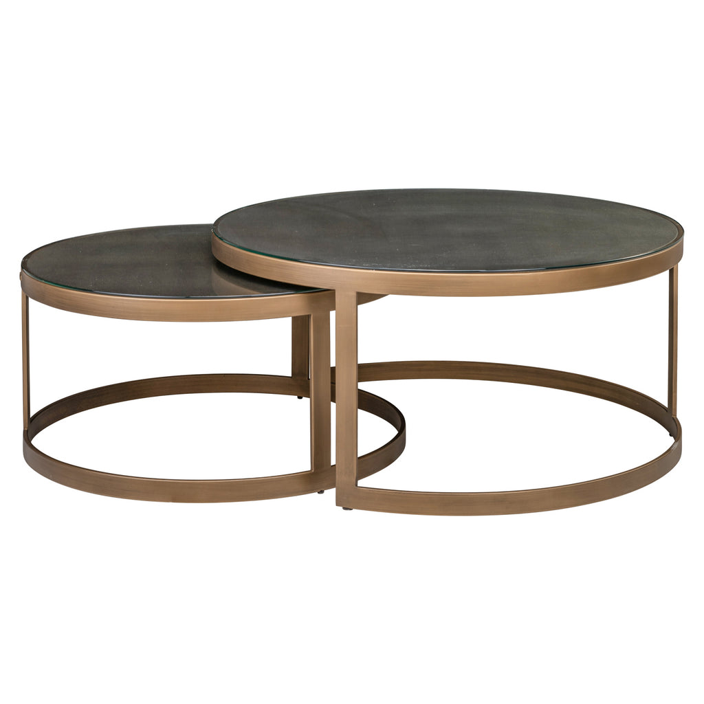 Couchtisch Bloomville brass shagreen incl. glass tops (Set of 2)