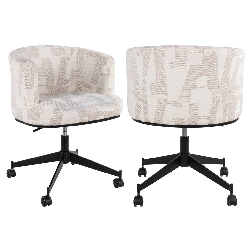 Esszimmerstuhl Rochenne beige graffic swivel on wheels