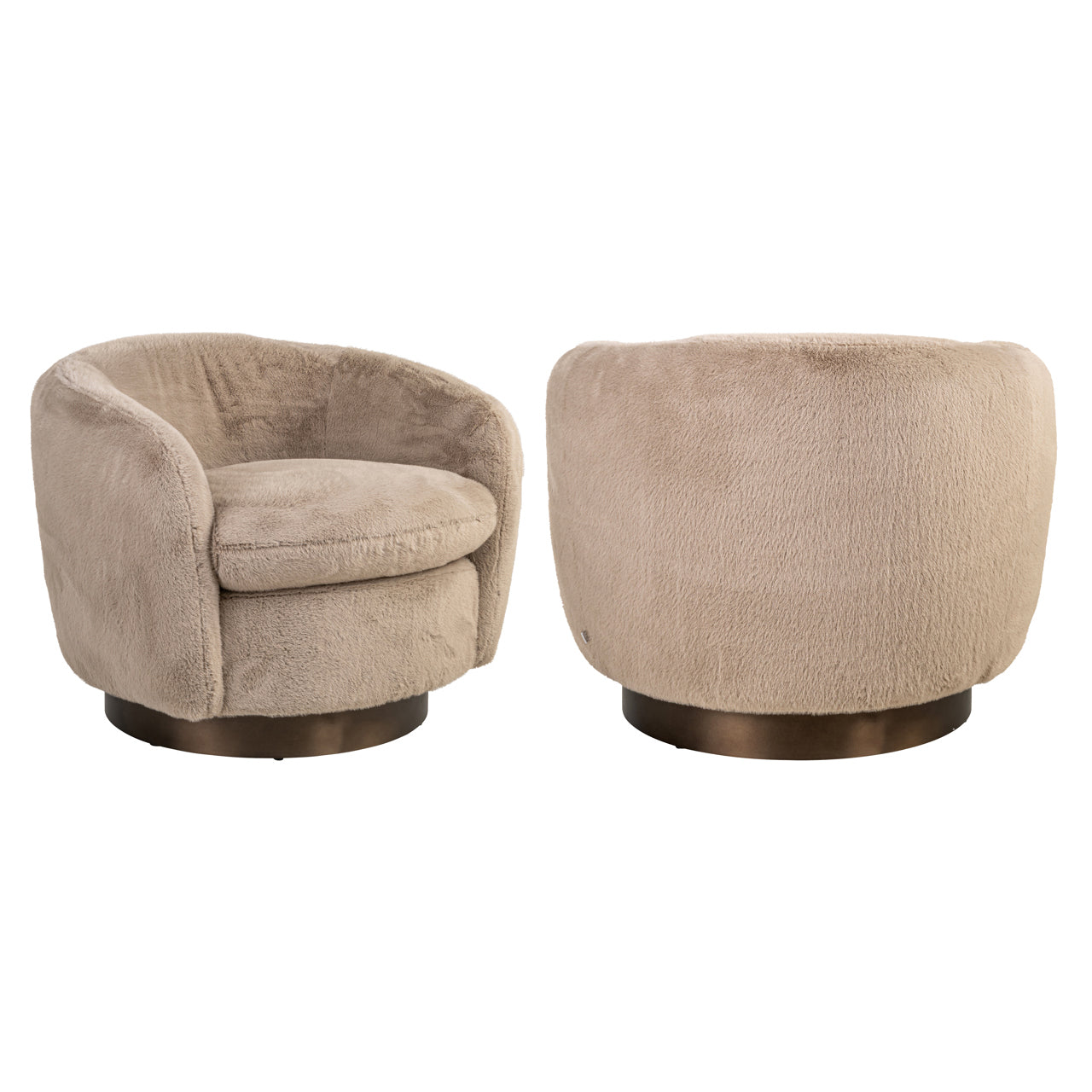 Lounge Stuhl Colmar khaki fluffy swivel