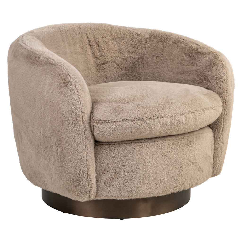 Lounge Stuhl Colmar khaki fluffy swivel