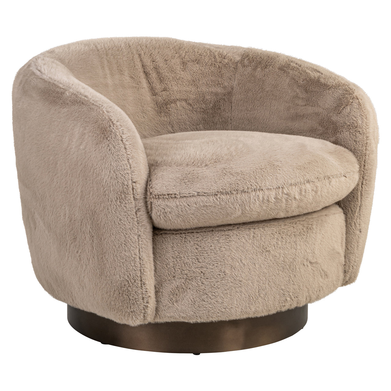 Lounge Stuhl Colmar khaki fluffy swivel