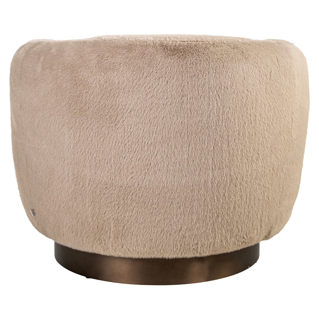 Lounge Stuhl Colmar khaki fluffy swivel