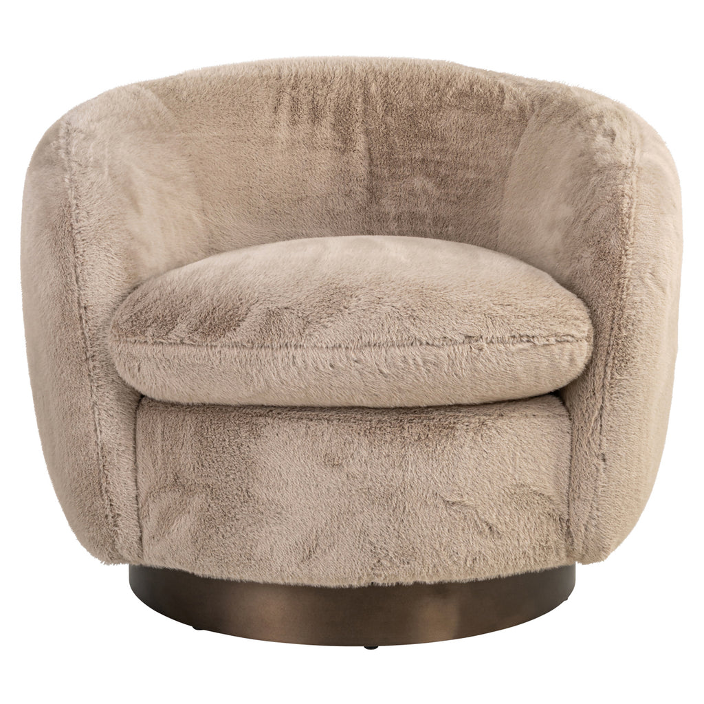 Lounge Stuhl Colmar khaki fluffy swivel