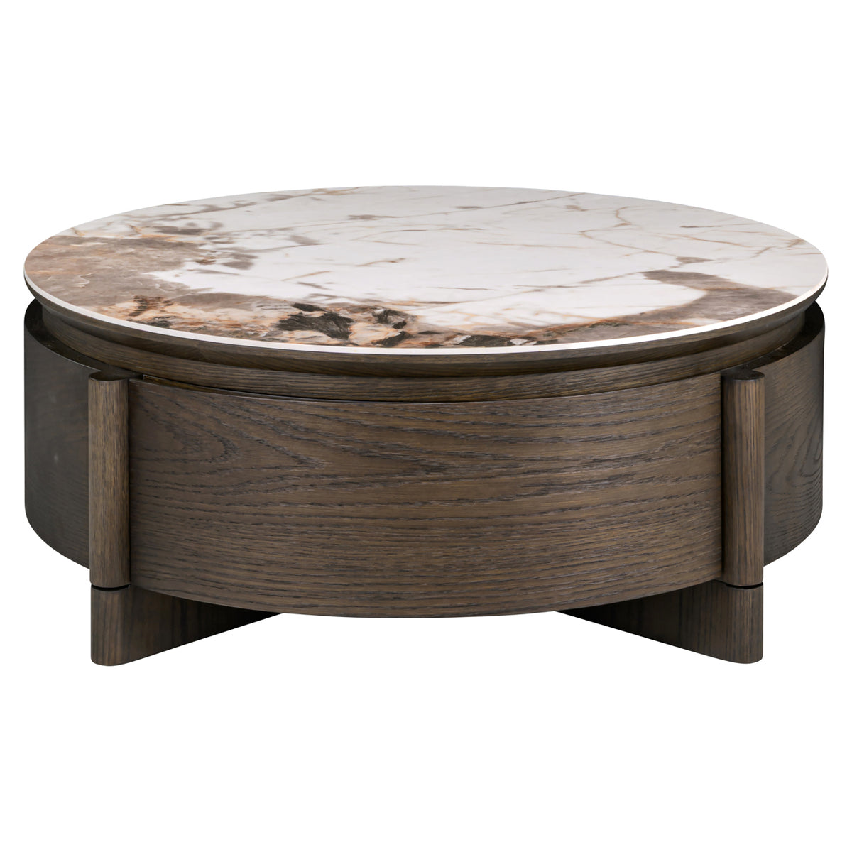 Couchtisch Langford brown 90Ø 1-drawer