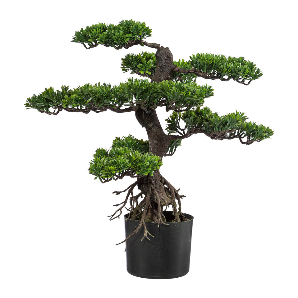 Bonsai, ca 65cm, gruen, Kunststoff, im Topf 14x12cm schwarz