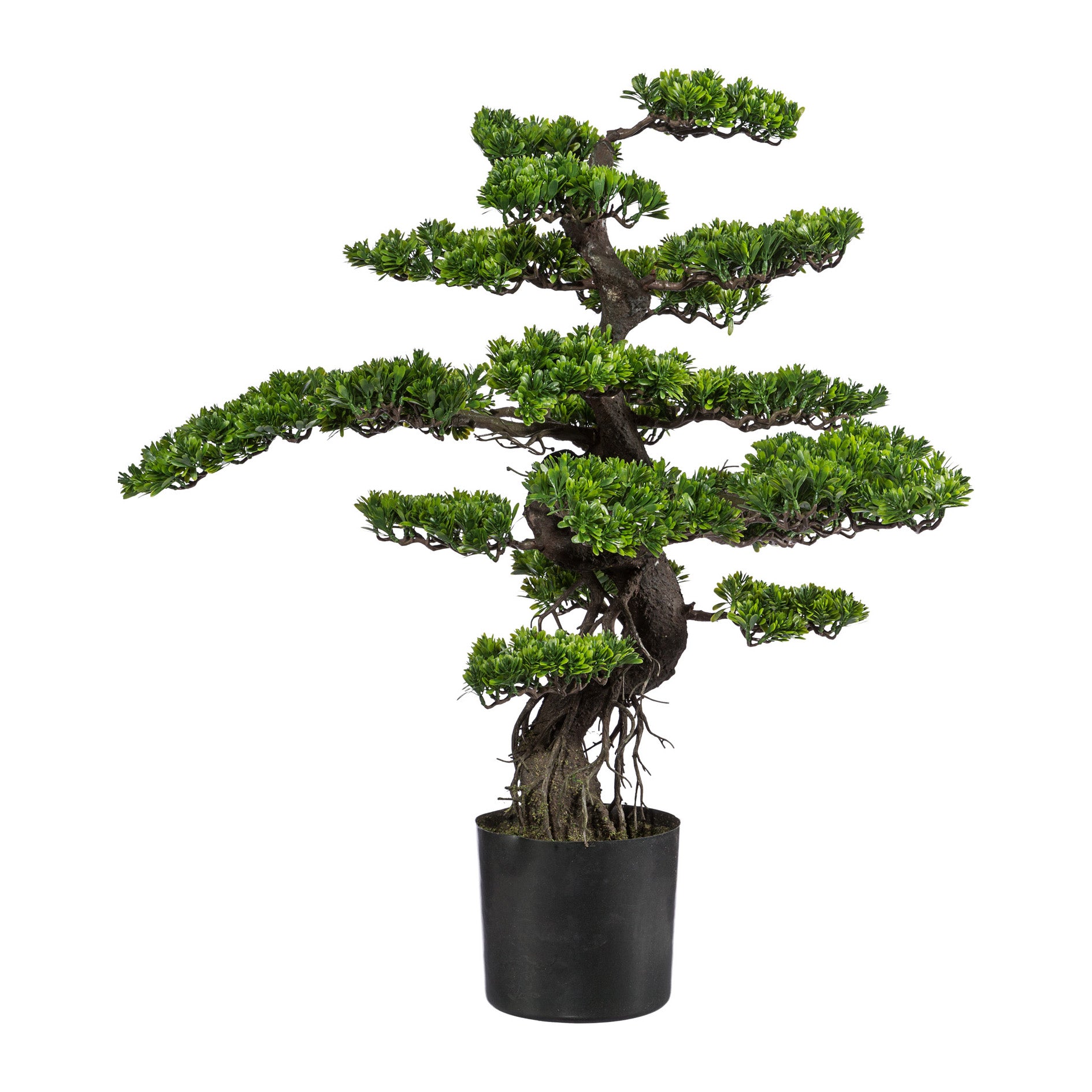 Bonsai, ca 75cm, gruen, Kunststoff, im Topf 17x14cm schwarz