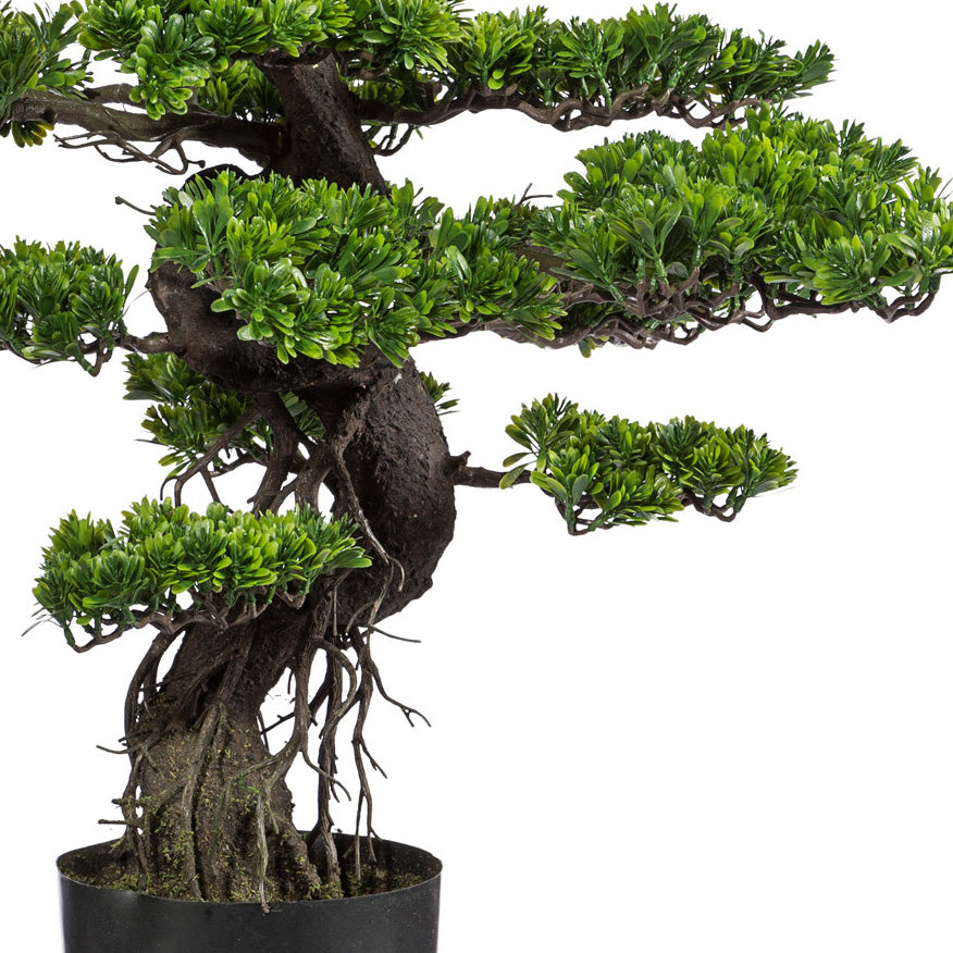 Bonsai, ca 90cm, gruen, Kunststoff, im Topf 19x17cm schwarz