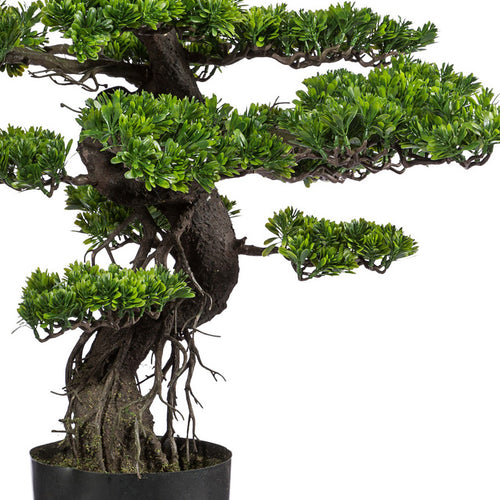 Bonsai, ca 90cm, gruen, Kunststoff, im Topf 19x17cm schwarz