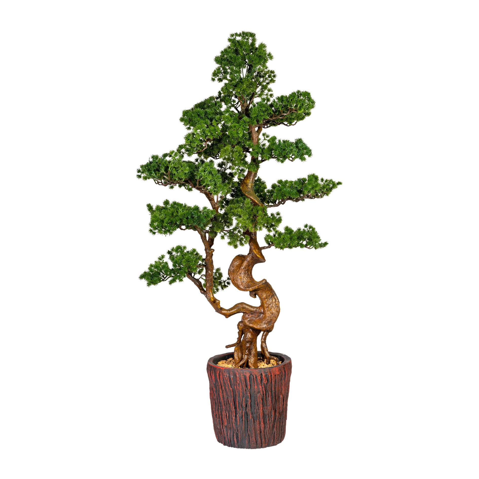 Bonsai Laerche, ca 125cm, gruen, im Magnesiatopf 26x26cm, braun, Kunststoff