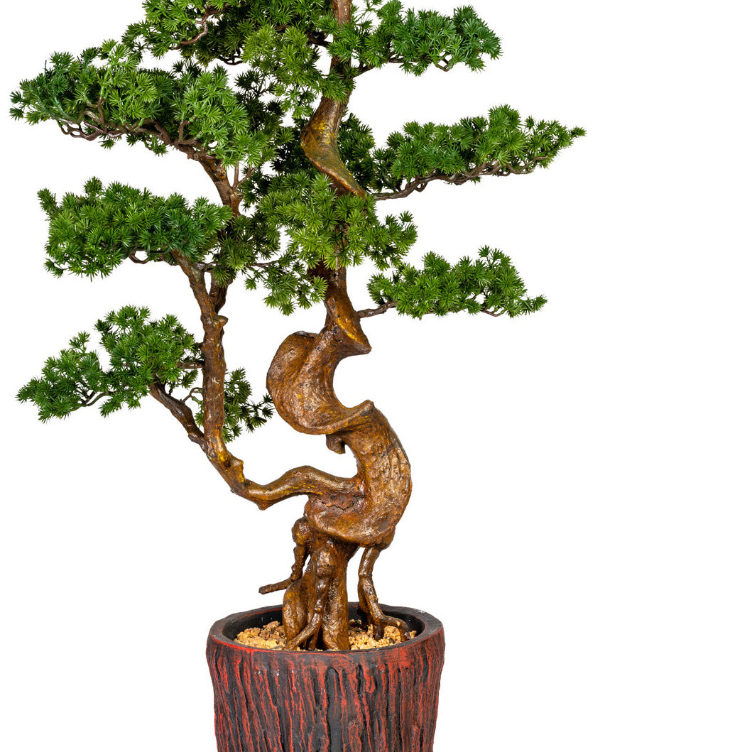 Bonsai Laerche, ca 125cm, gruen, im Magnesiatopf 26x26cm, braun, Kunststoff