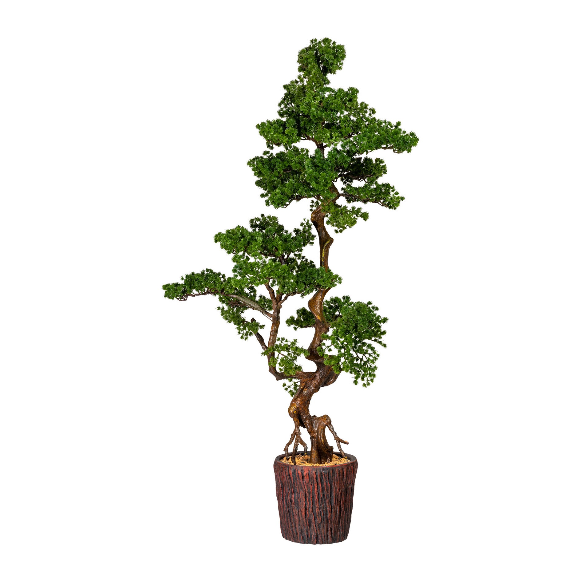 Bonsai Laerche, ca 155cm, gruen, im Magnesiatopf 26x26cm, braun, Kunststoff