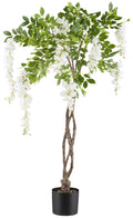 Wisteria x10, 115cm, weiss, geflochtener Stamm, im K-stofftopf 14,5x13cm mit Kies