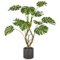 Split Philodendron x10, ca. 120cm, gruen, Kunststoff, im grauen Kunststofftopf 21,5x22cm mit Erde