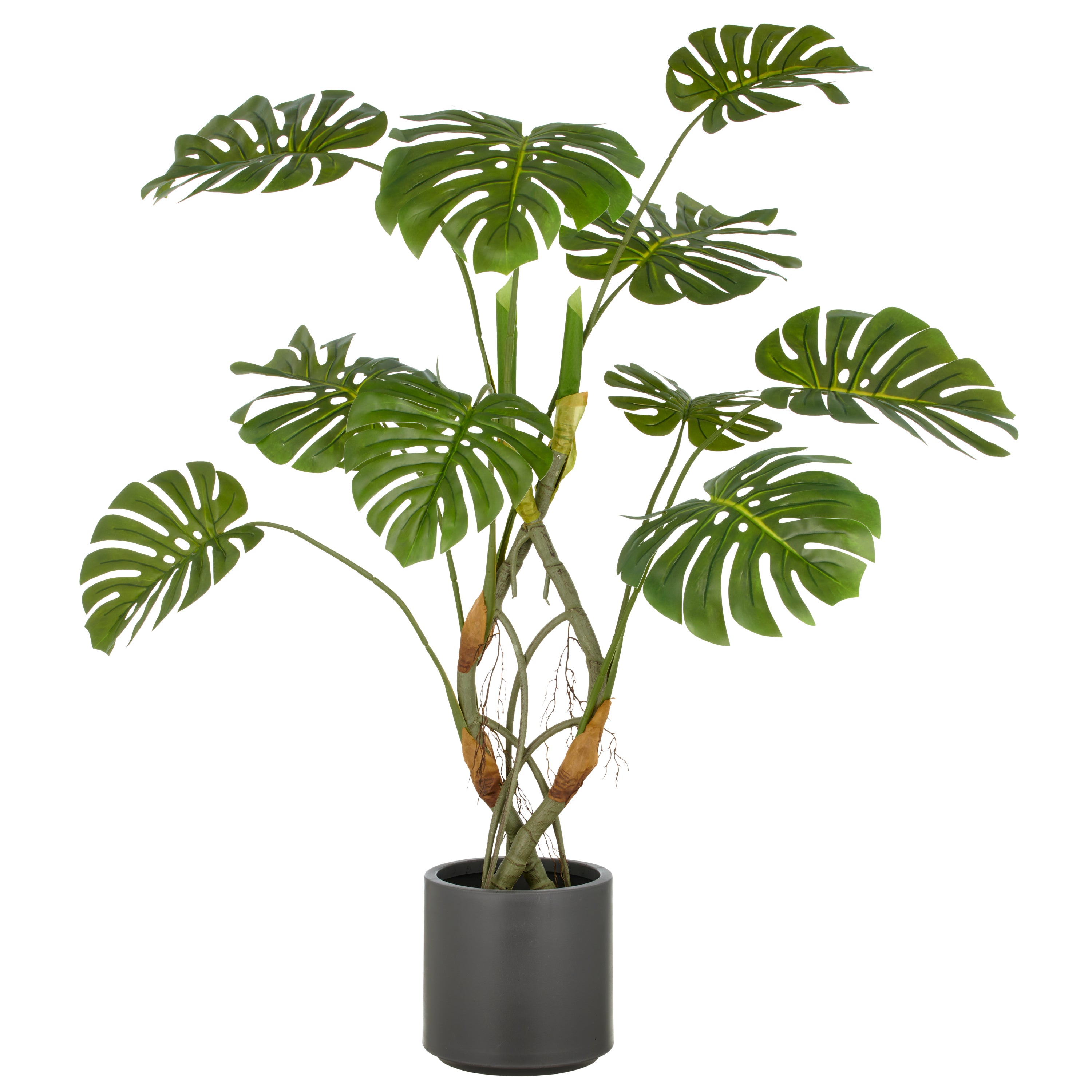Split Philodendron x10, ca. 120cm, gruen, Kunststoff, im grauen Kunststofftopf 21,5x22cm mit Erde