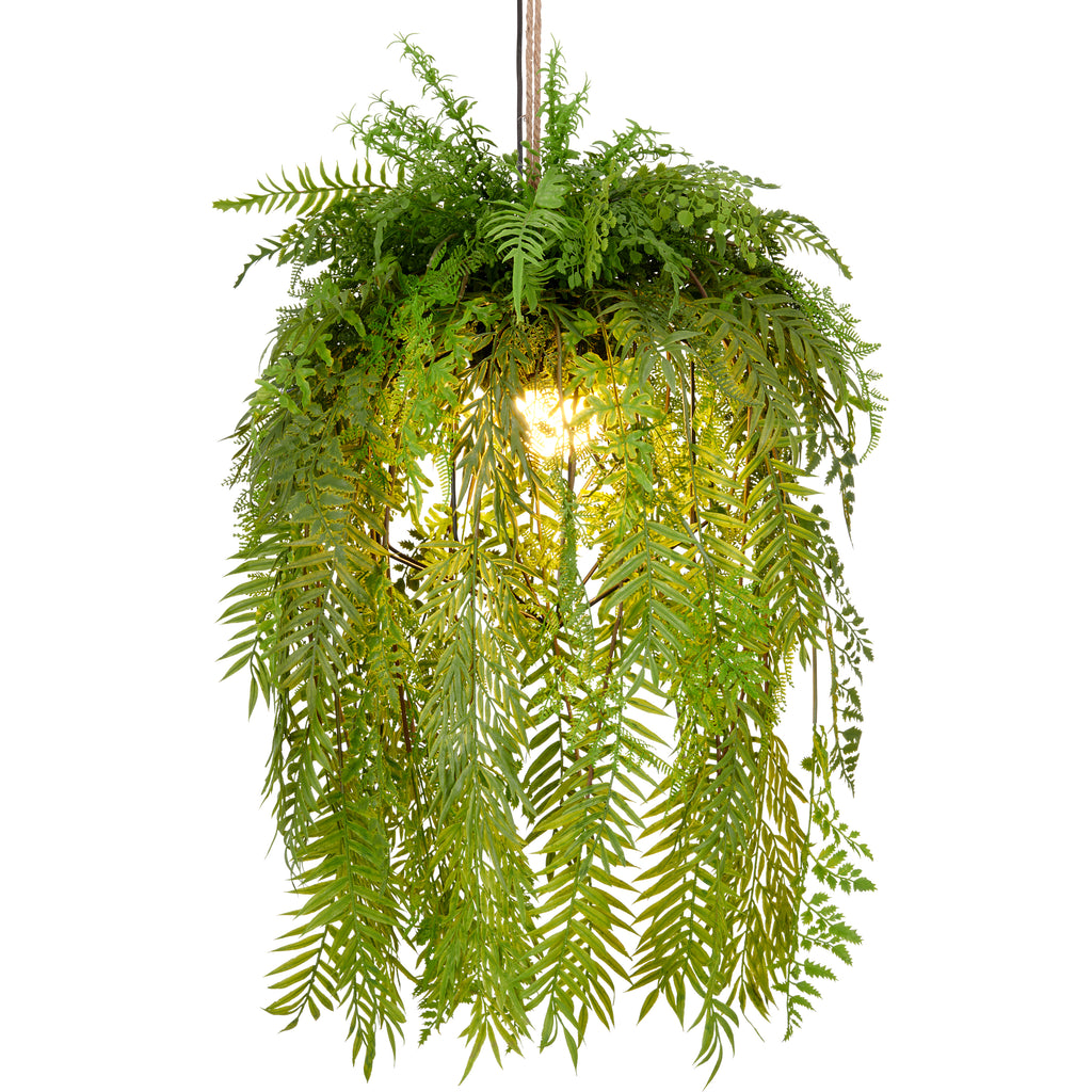 Deko Haengeleuchte Farnmix, ca. 80x40cm, gruen, Fassung E27, 1,5m Zuleitung
