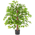 Ficus Benjamina, Naturstamm, 100cm, gruen, Kunststoff, im Kunststofftopf 15x13cm