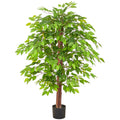 Ficus Benjamina, Naturstamm, 130cm, gruen, Kunststoff, im Kunststofftopf 15x13cm