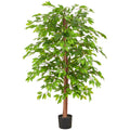 Ficus Benjamina, Naturstamm, 160cm, gruen, Kunststoff, im Kunststofftopf 17x14,5cm