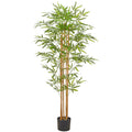 Bambus x5, Naturstamm, 155cm, gruen, Kunststoff, im Kunststofftopf 17x15cm