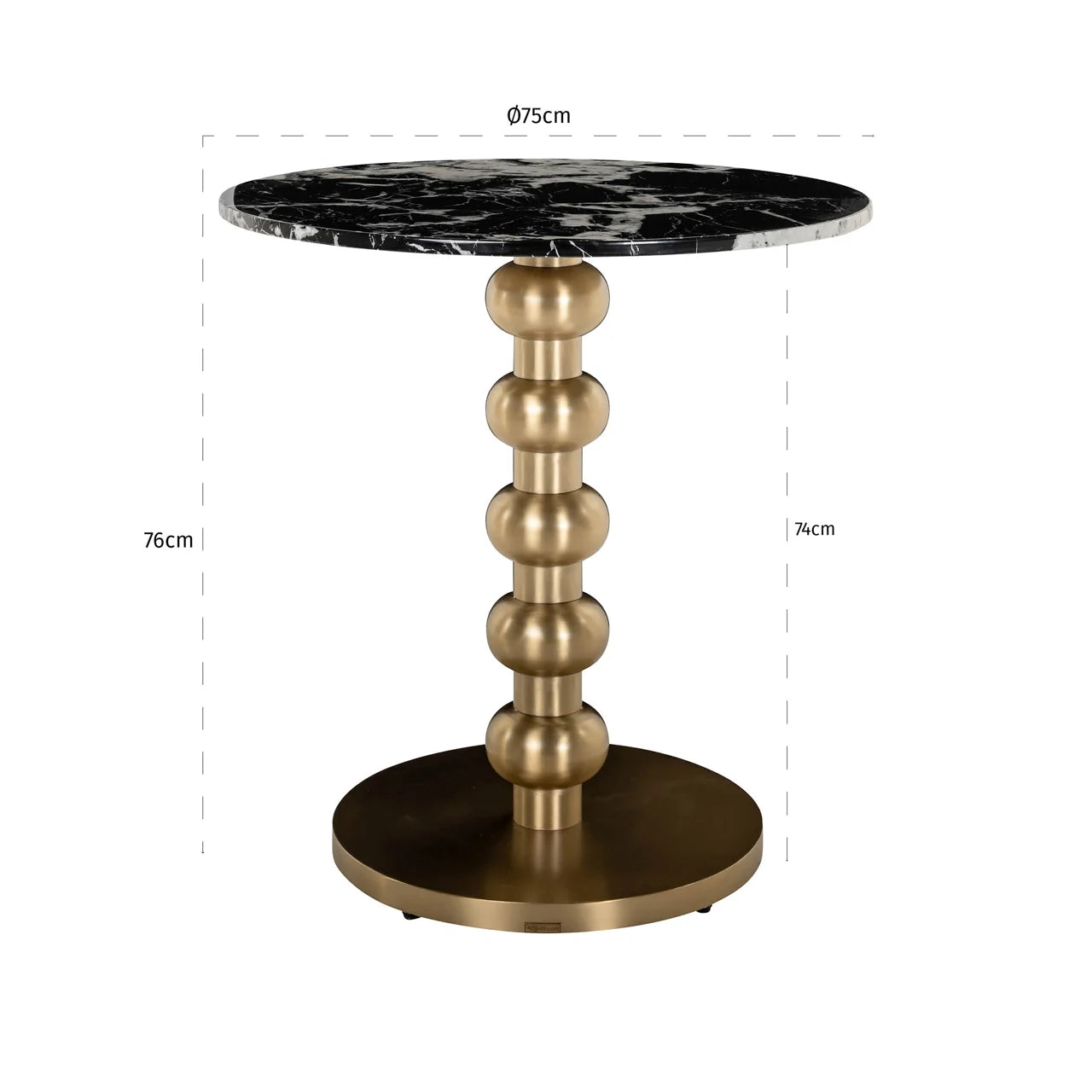 Bistro-Tisch Witlox black/gold 75Ø
