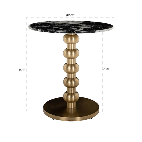 Bistro-Tisch Witlox black/gold 75Ø