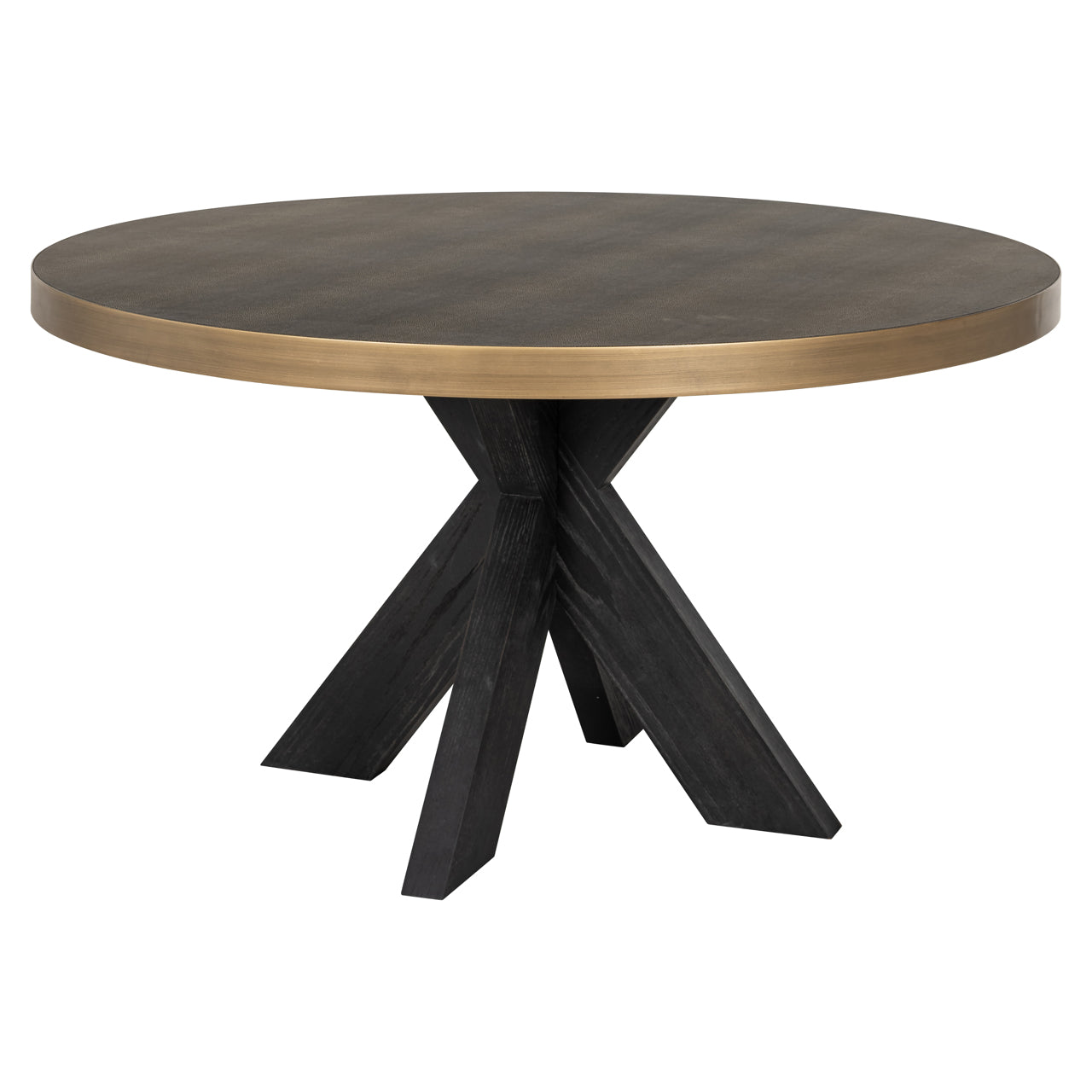 Esstisch Bloomville brass shagreen incl. glass top 140Ø