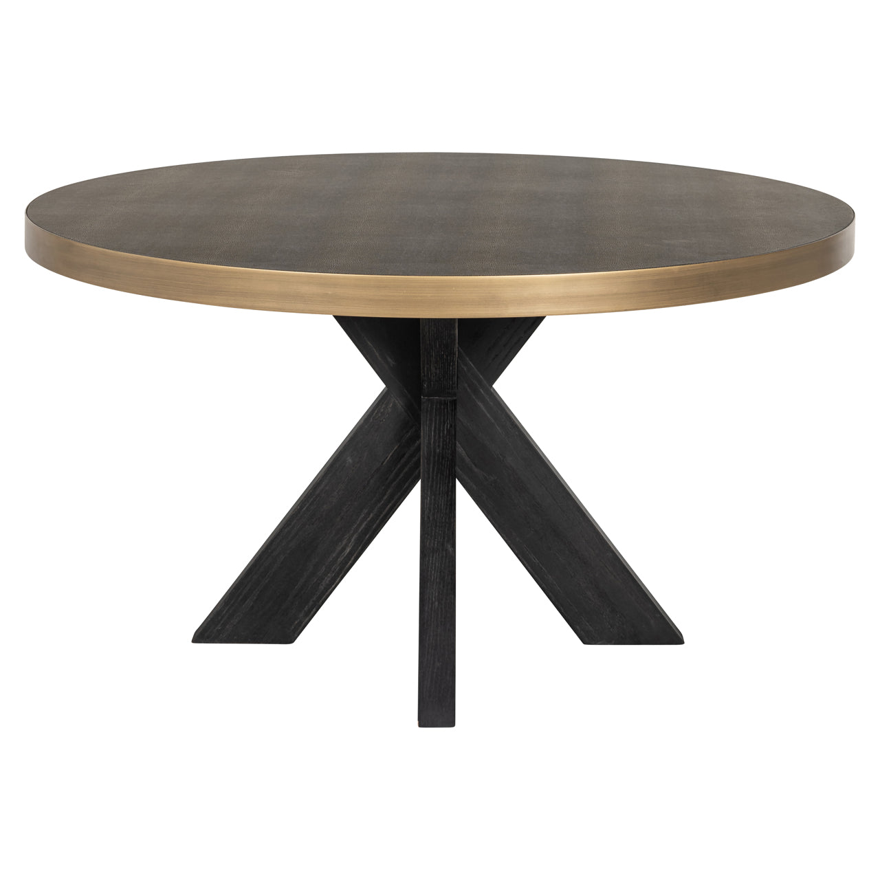 Esstisch Bloomville brass shagreen incl. glass top 140Ø