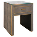 Nachttisch Bloomville brass shagreen incl. glass top