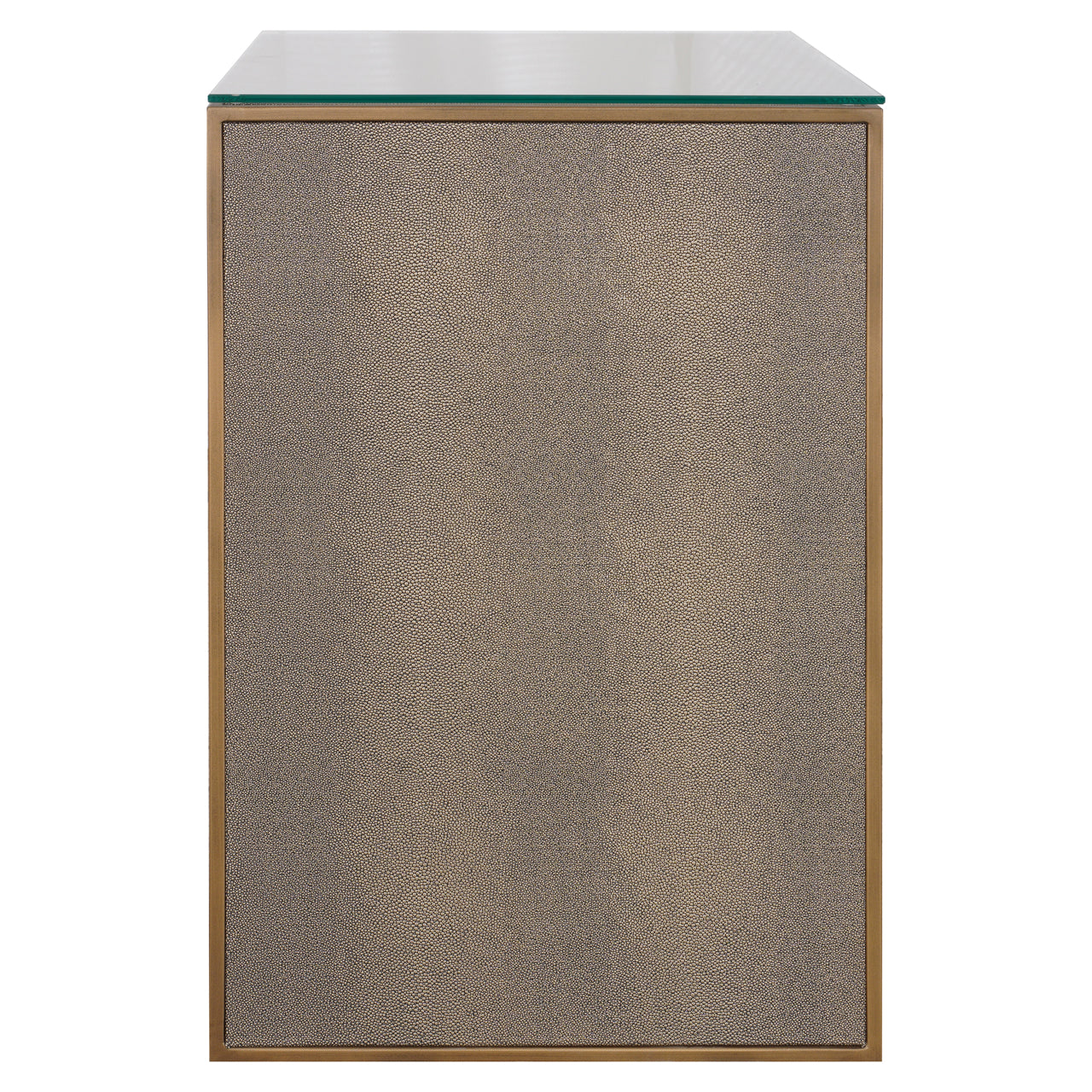 Nachttisch Bloomville brass shagreen incl. glass top