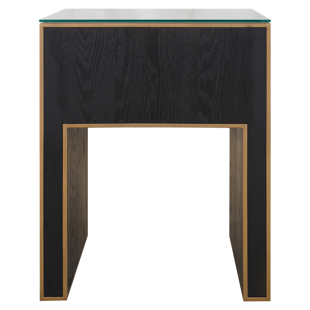 Nachttisch Bloomville brass shagreen incl. glass top