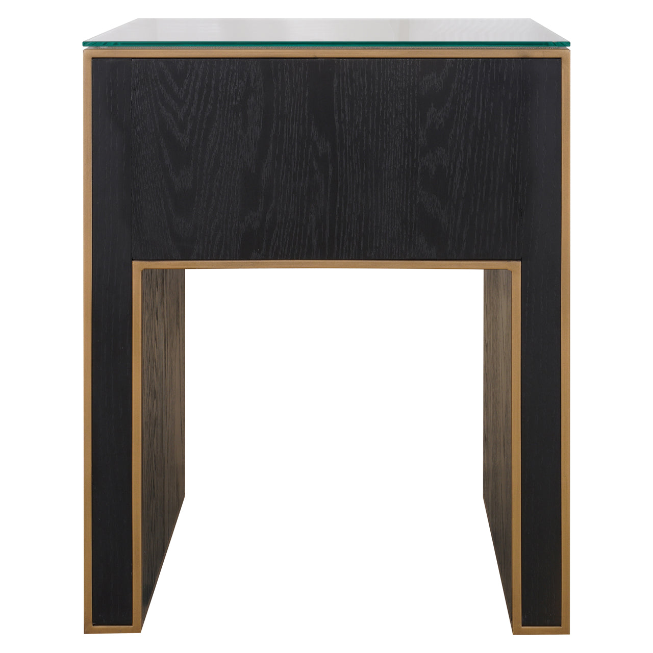 Nachttisch Bloomville brass shagreen incl. glass top