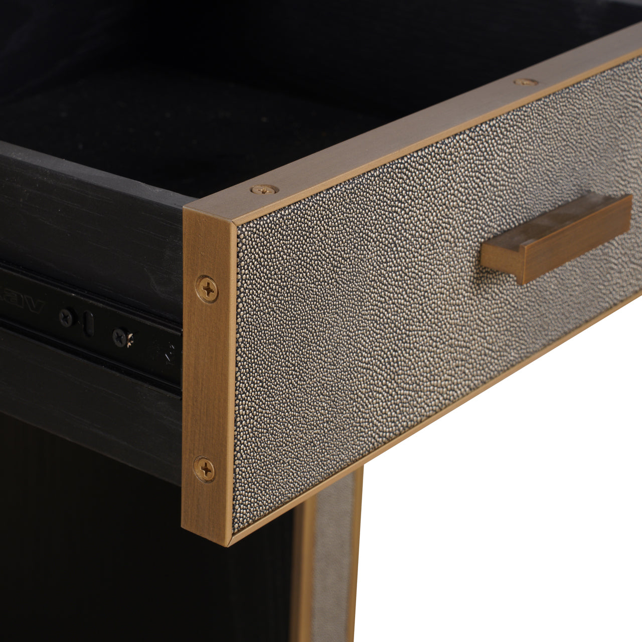 Nachttisch Bloomville brass shagreen incl. glass top