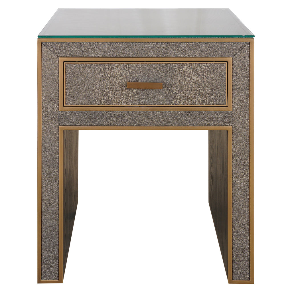 Nachttisch Bloomville brass shagreen incl. glass top