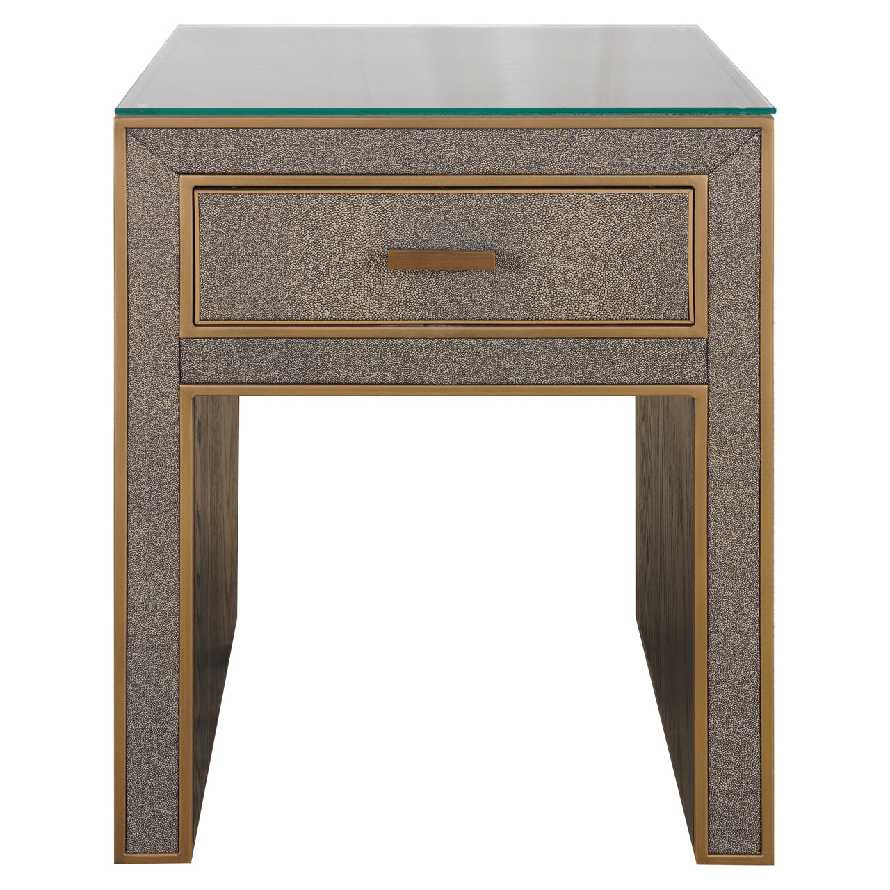 Nachttisch Bloomville brass shagreen incl. glass top