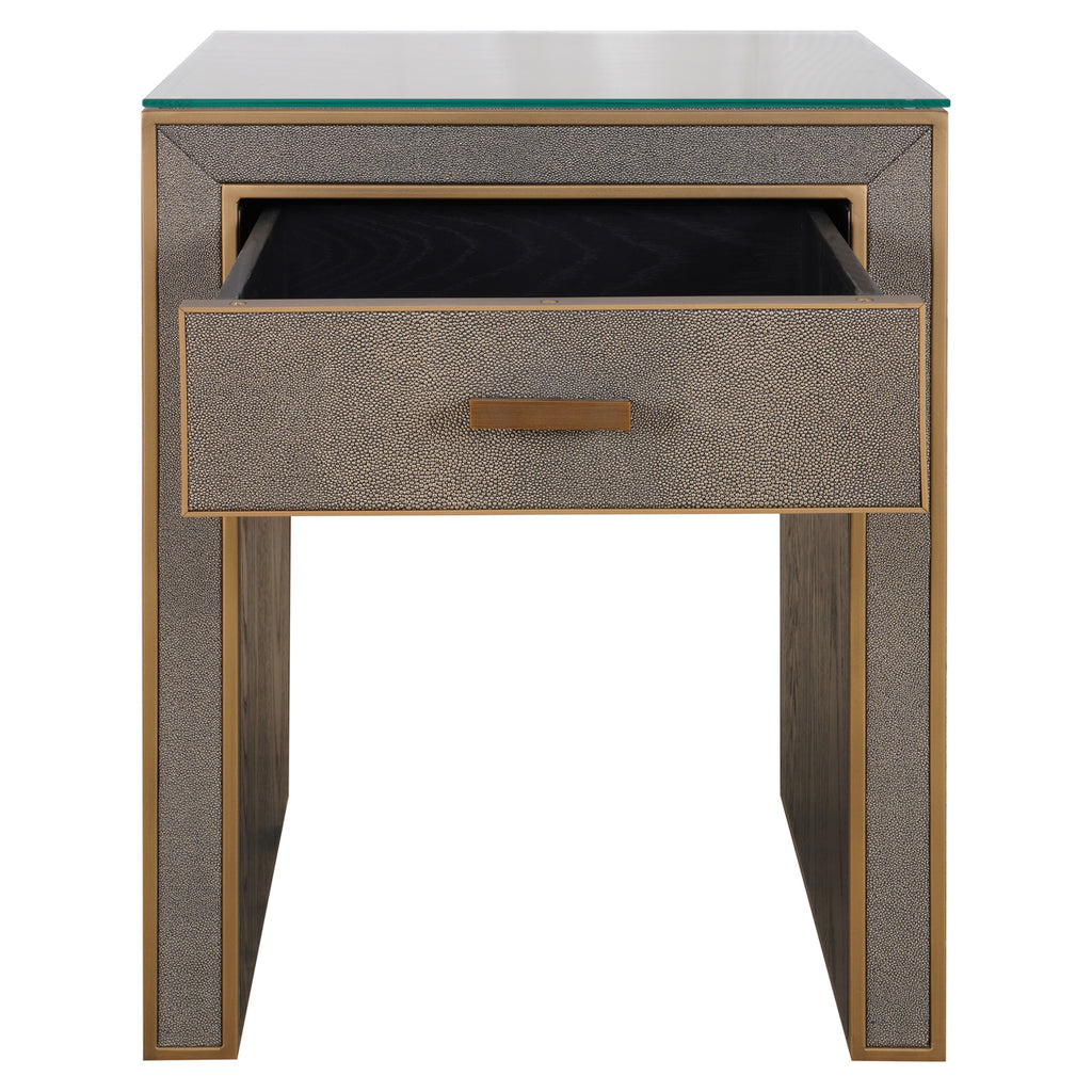 Nachttisch Bloomville brass shagreen incl. glass top