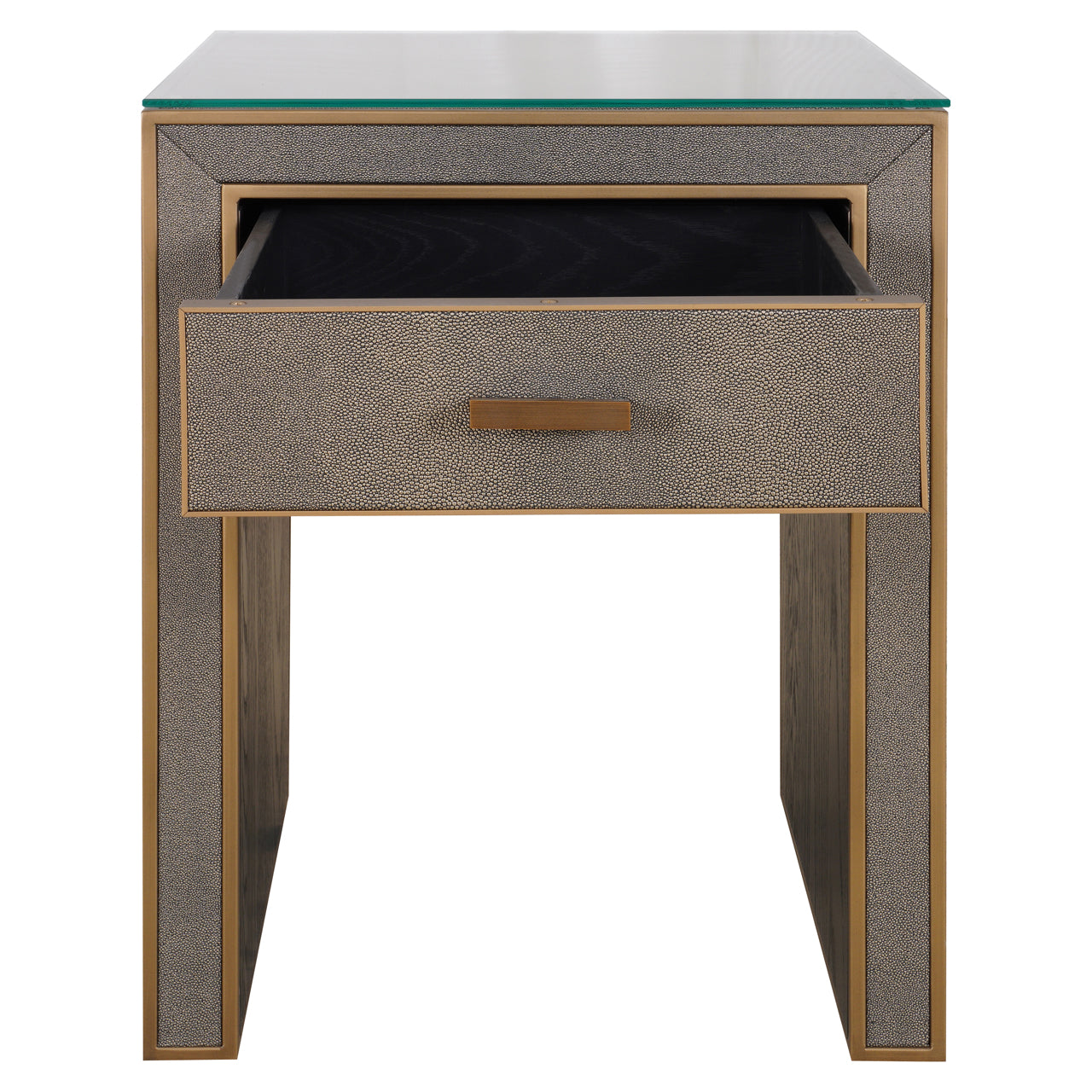 Nachttisch Bloomville brass shagreen incl. glass top