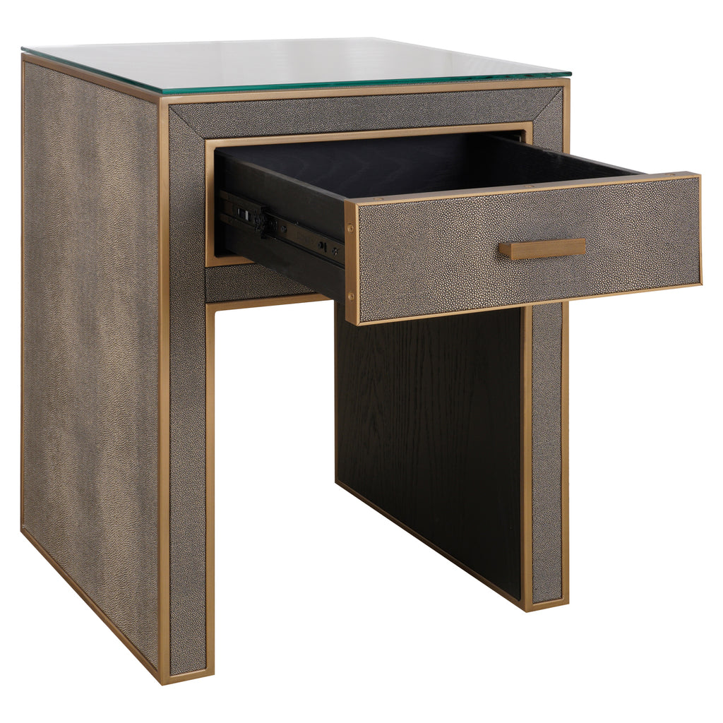 Nachttisch Bloomville brass shagreen incl. glass top