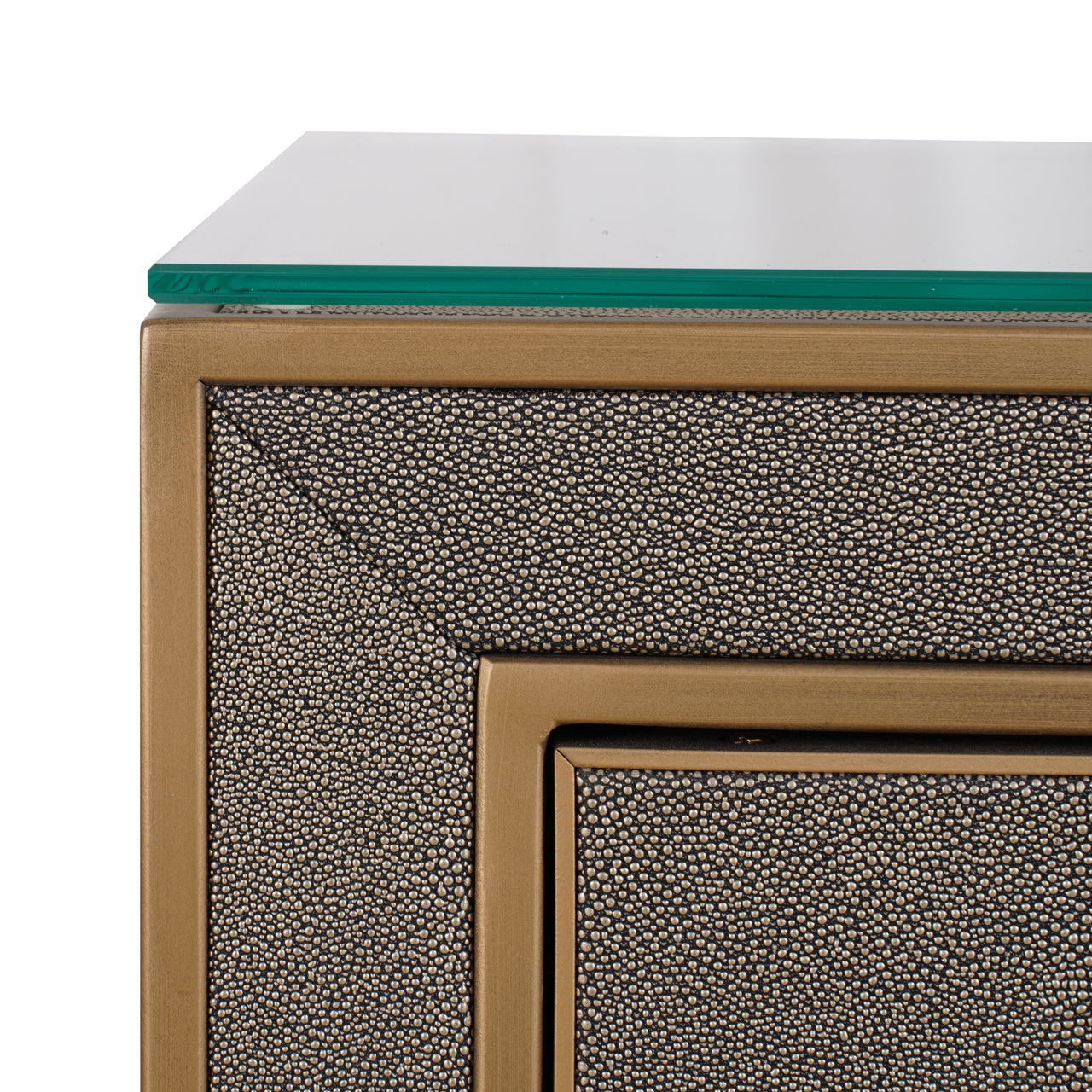 Nachttisch Bloomville brass shagreen incl. glass top
